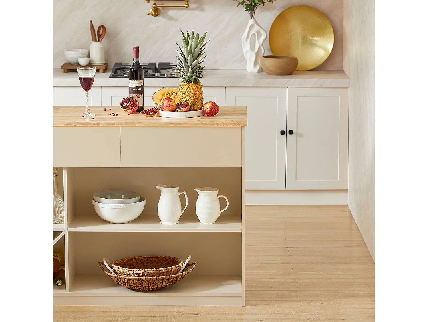 îlot Central de Cuisine Placard de Cuisine Buffet de Rangement Armoire Multi-rangements , KNL04-MI