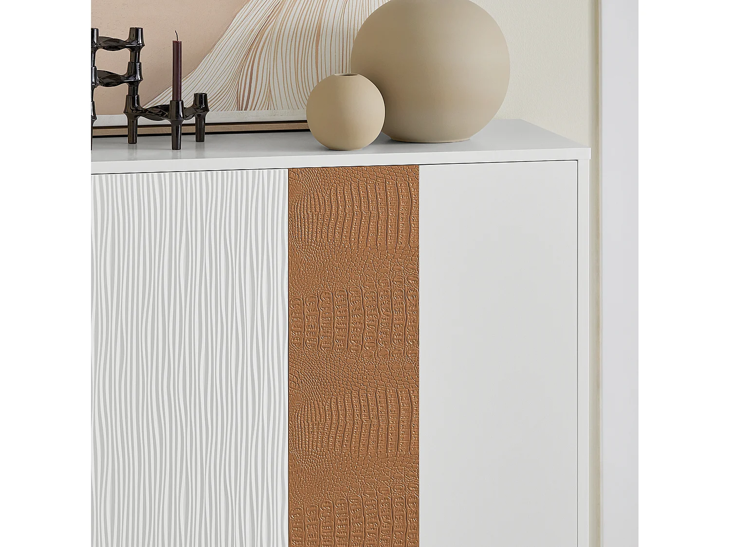 Buffet Placard Armoire Multi-rangements, Meuble de Rangement Double Portes sur Pieds, FSB70-W