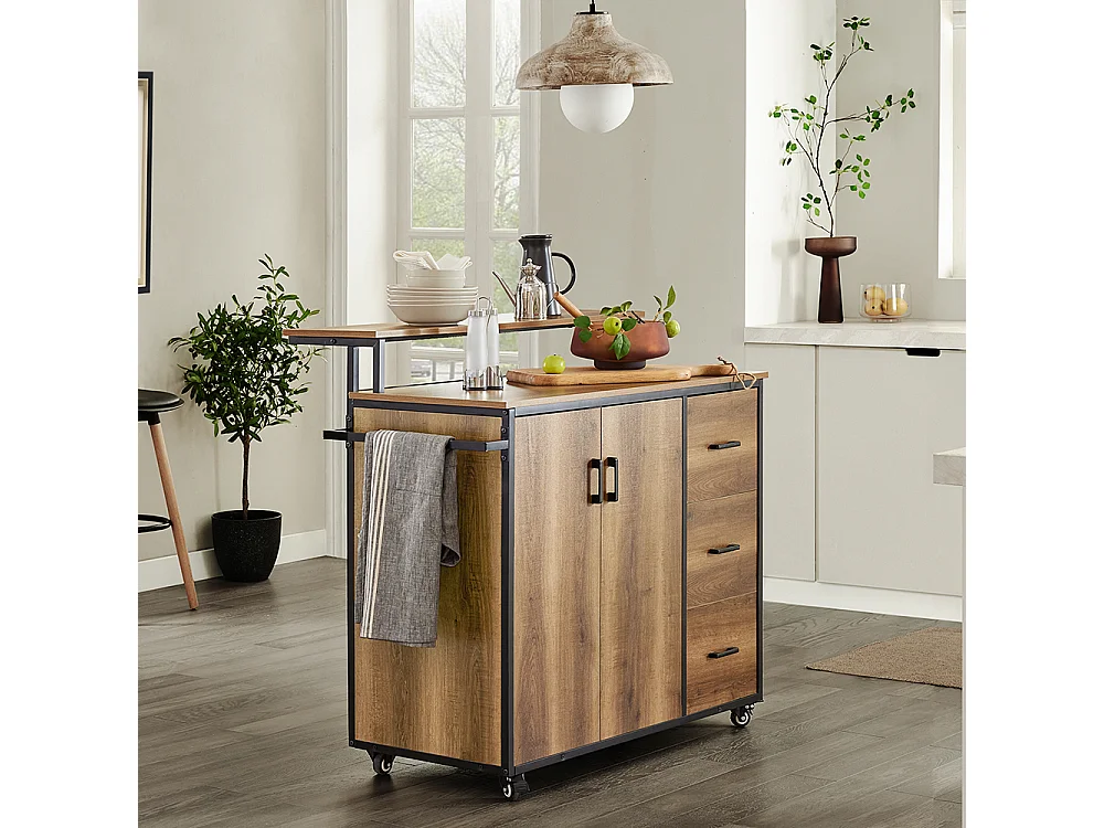 Placard de Cuisine Buffet Armoire Multi-rangements avec 1 étagère supplémentaire, KNL02-PF