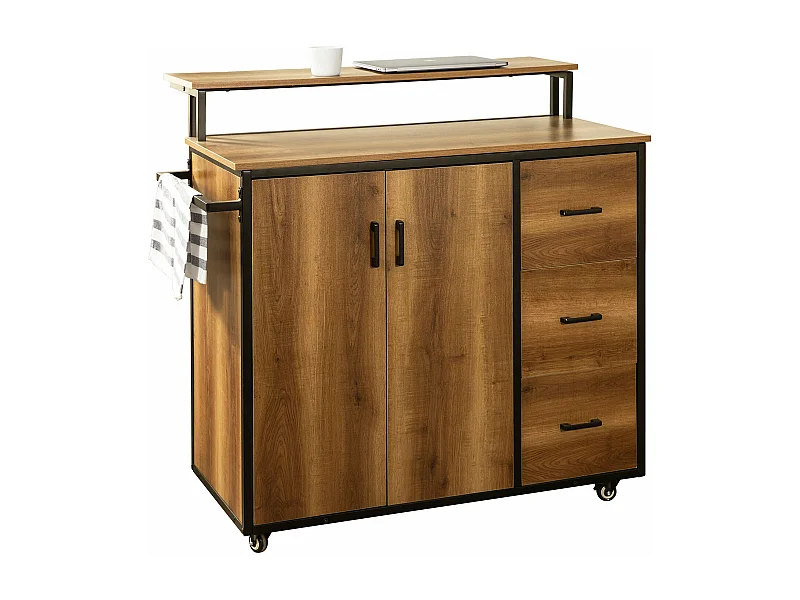 Placard de Cuisine Buffet Armoire Multi-rangements avec 1 étagère supplémentaire, KNL02-PF