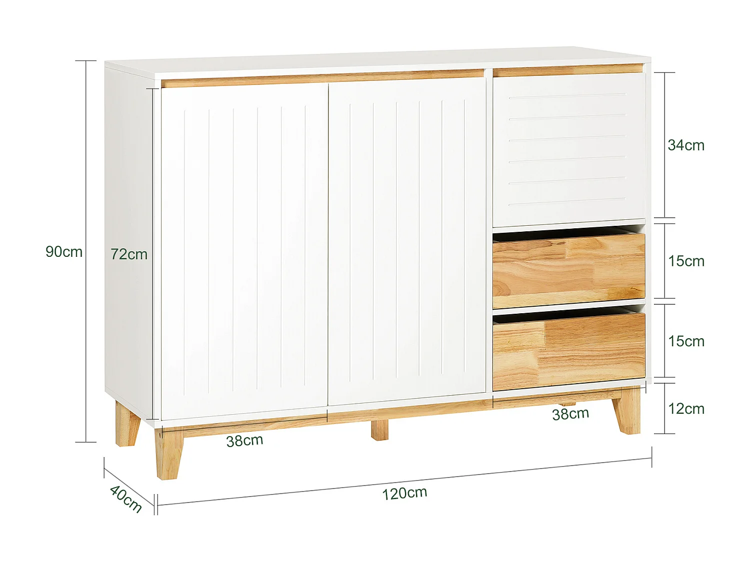 Credenza Mobile da cucina Armadio cucina Mobile da ingresso Buffet Mobile laterale credenza bassa Mobile TV 120x40x90m FSB75-WN SoBuy