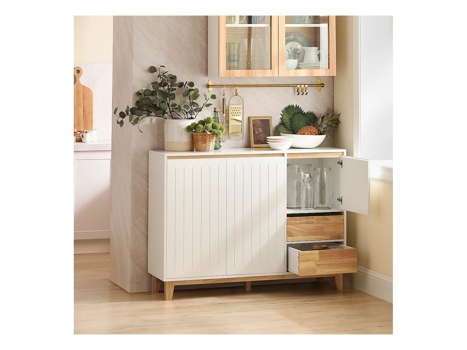 Sideboard FSB75-WN 120 x 90 x 40 cm Weiß