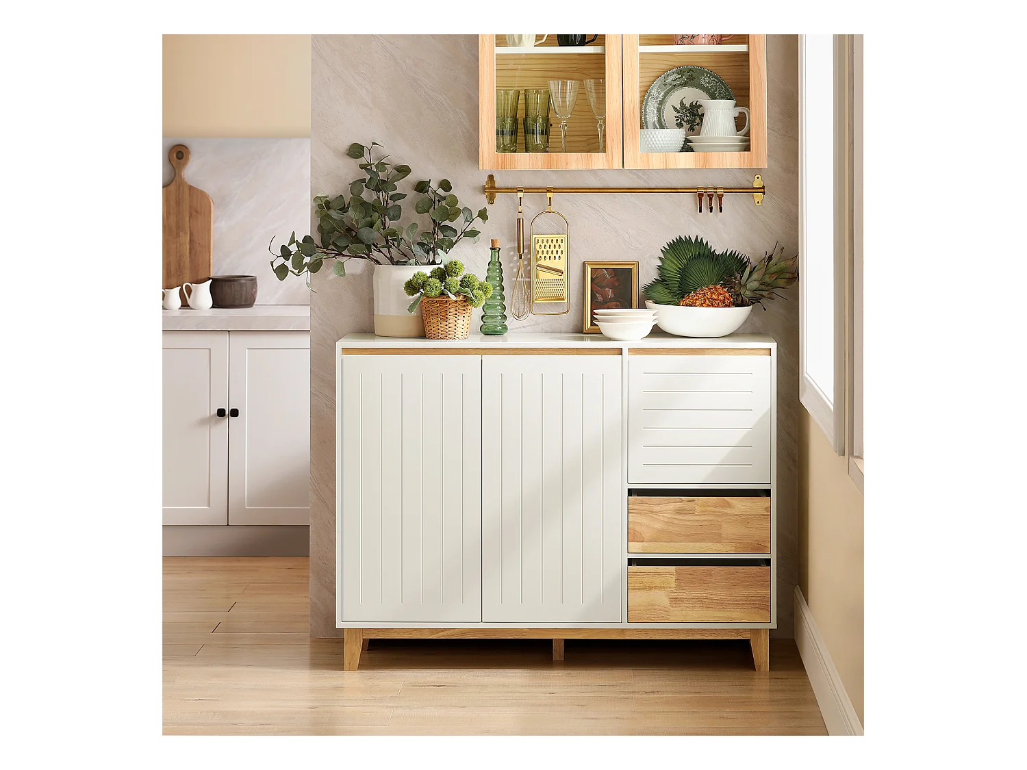 Sideboard FSB75-WN 120 x 90 x 40 cm Weiß