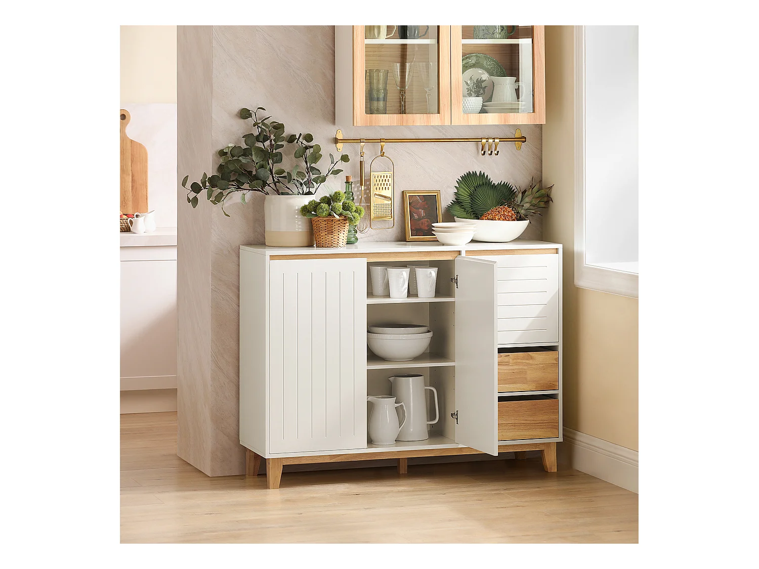 Sideboard FSB75-WN 120 x 90 x 40 cm Weiß