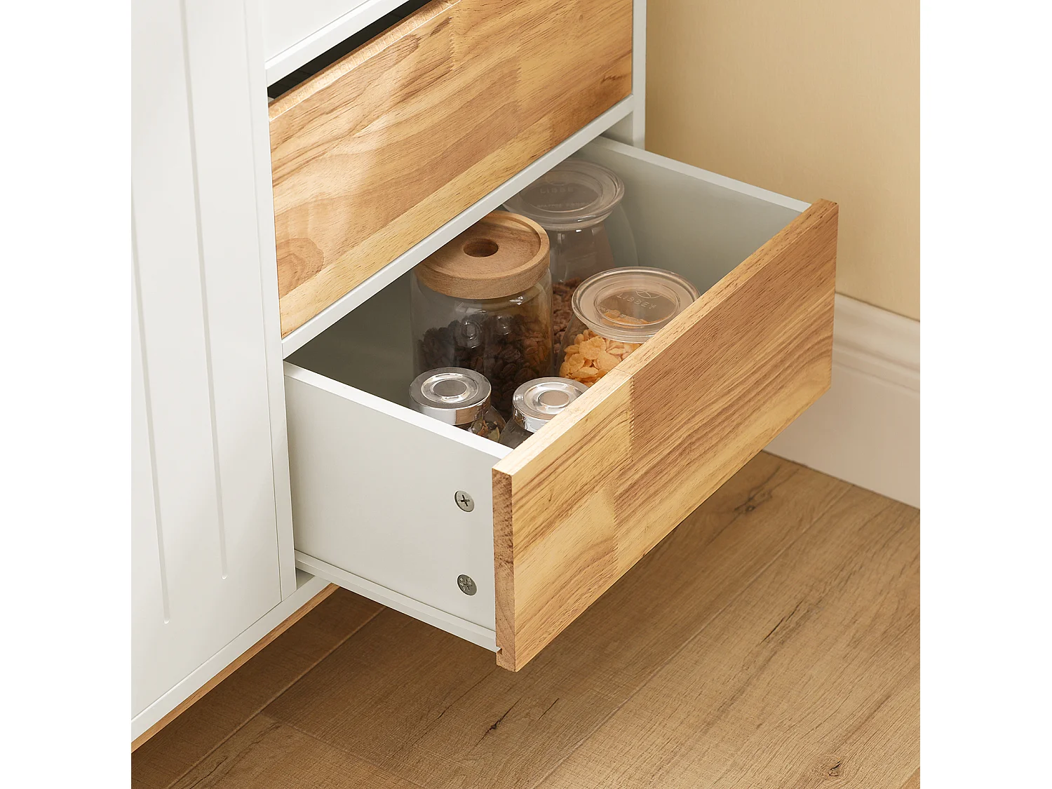 Buffet, Placard, Armoire Multi-Rangement, Meuble de Rangement sur Pieds, FSB75-WN