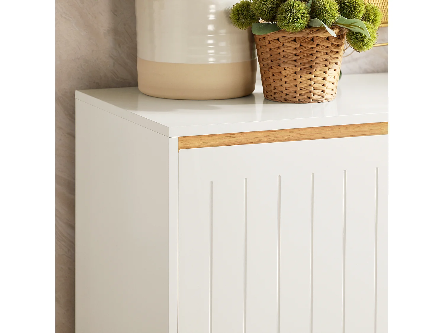 Buffet, Placard, Armoire Multi-Rangement, Meuble de Rangement sur Pieds, FSB75-WN