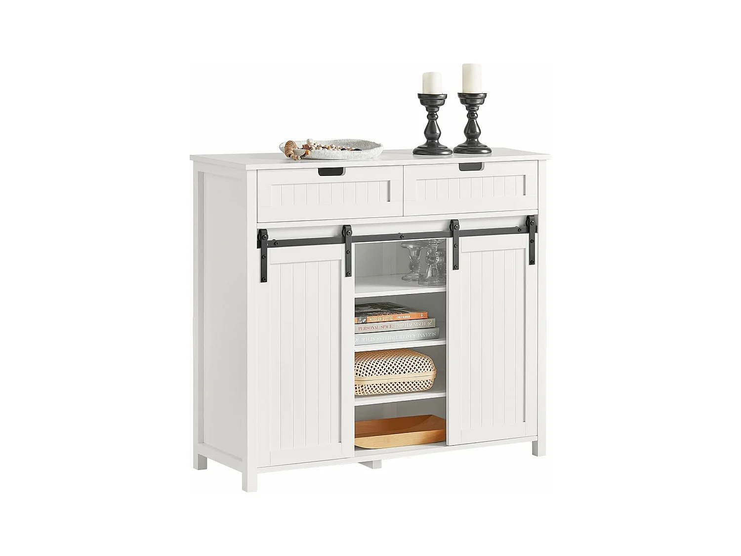 Buffet Bahut, Commode Armoire de Rangement pour Cuisine, Salle à Manger, Salon, FSB74-W