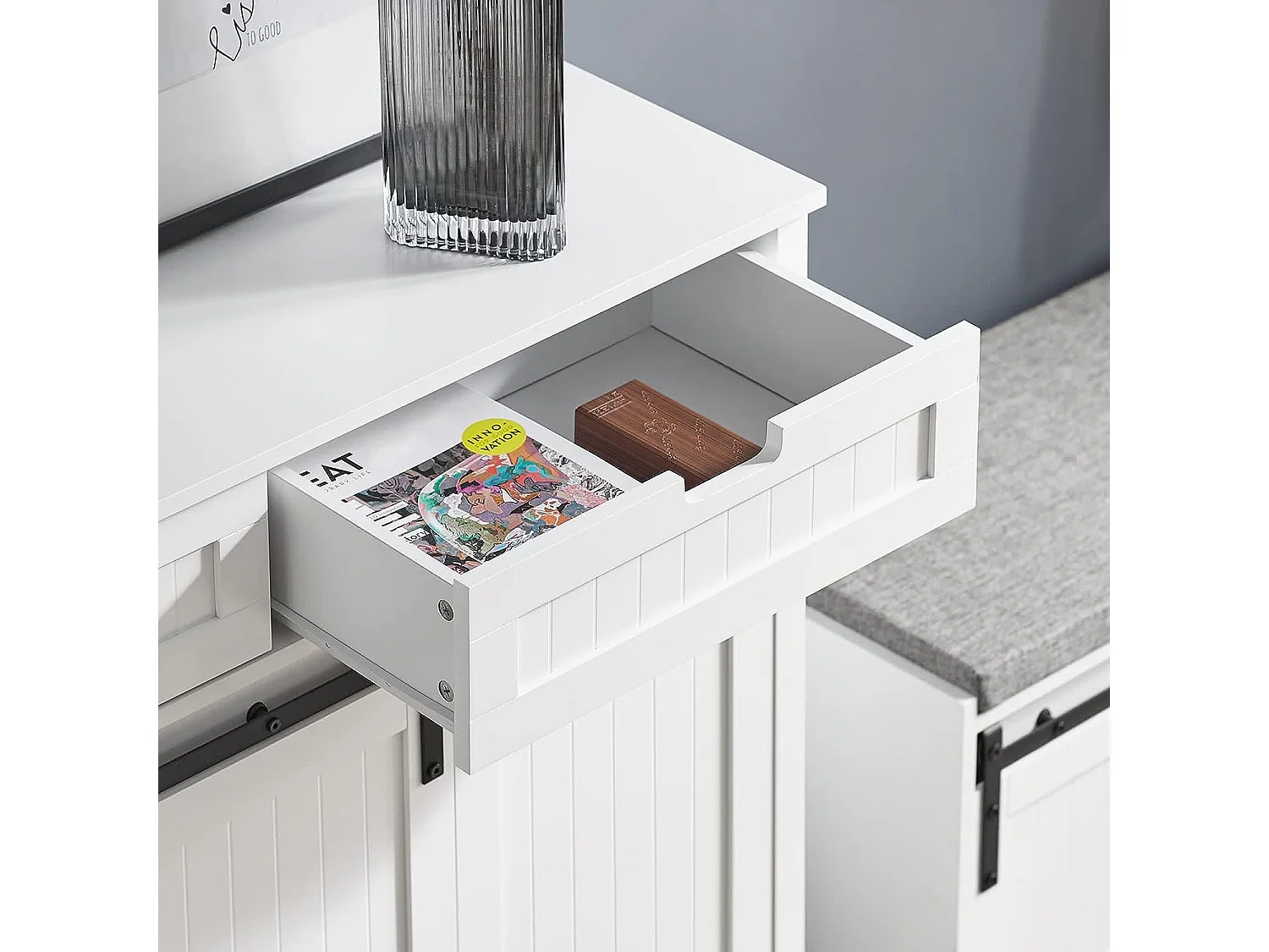 Buffet Bahut, Commode Armoire de Rangement pour Cuisine, Salle à Manger, Salon, FSB74-W