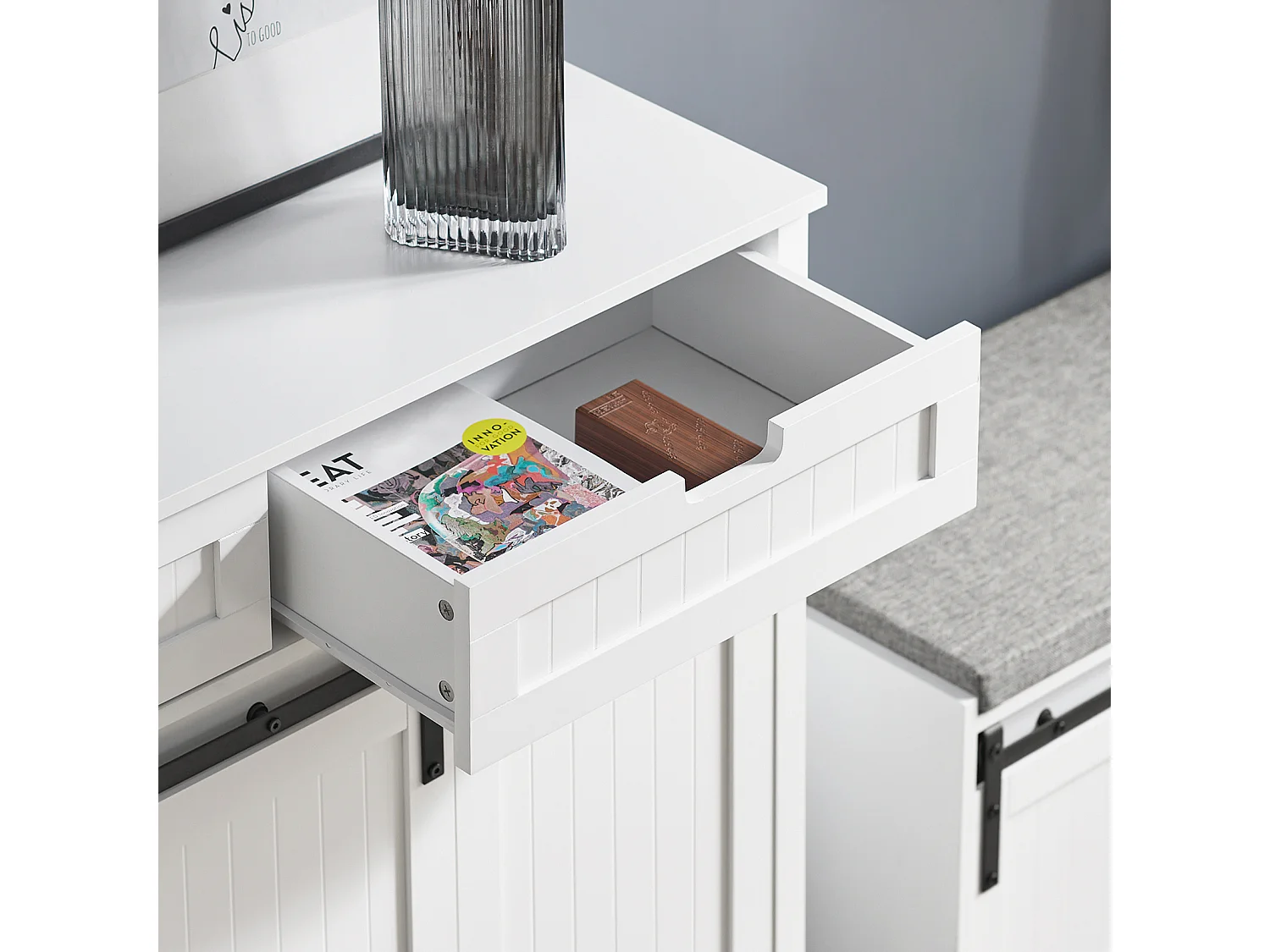 Buffet Bahut, Commode Armoire de Rangement pour Cuisine, Salle à Manger, Salon, FSB74-W