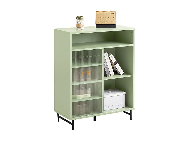 Credenza con anta scorrevole in vetro Cassettiera Mobile da cucina Scarpiera da ingresso 70x33x90cm Verde FSB61-GR SoBuy