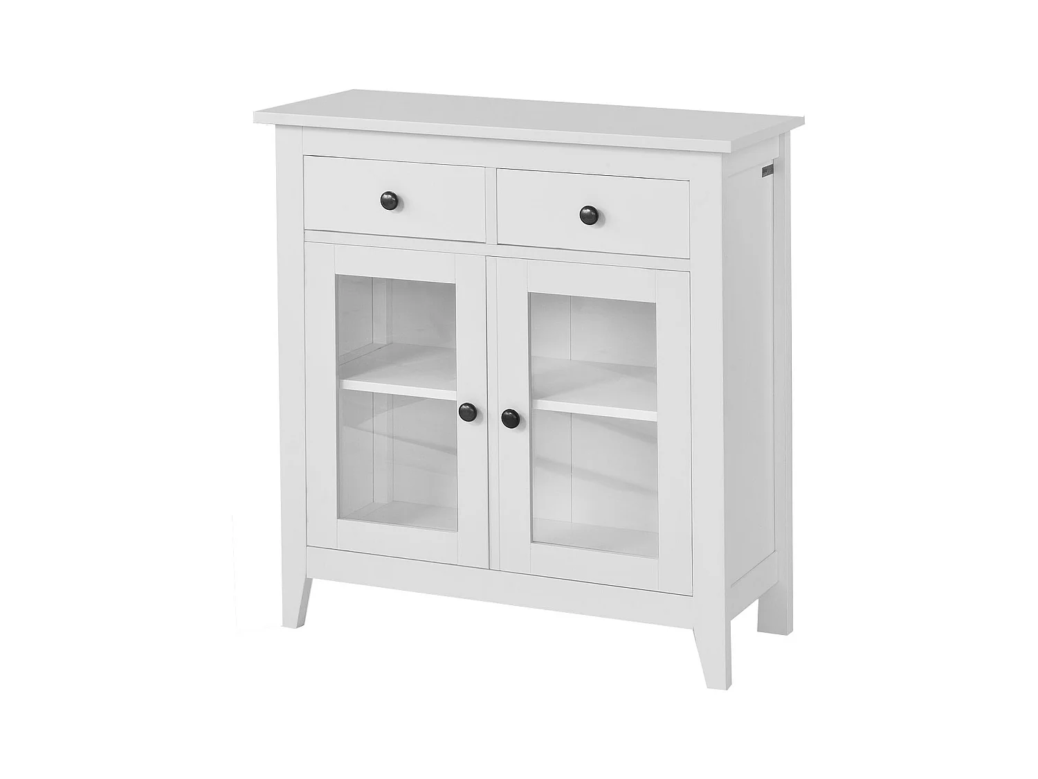 Buffet Commode Armoire de Rangement - Largeur 80cm - 2 tiroirs 2 portes- Coloris Blanc, FSB05-W