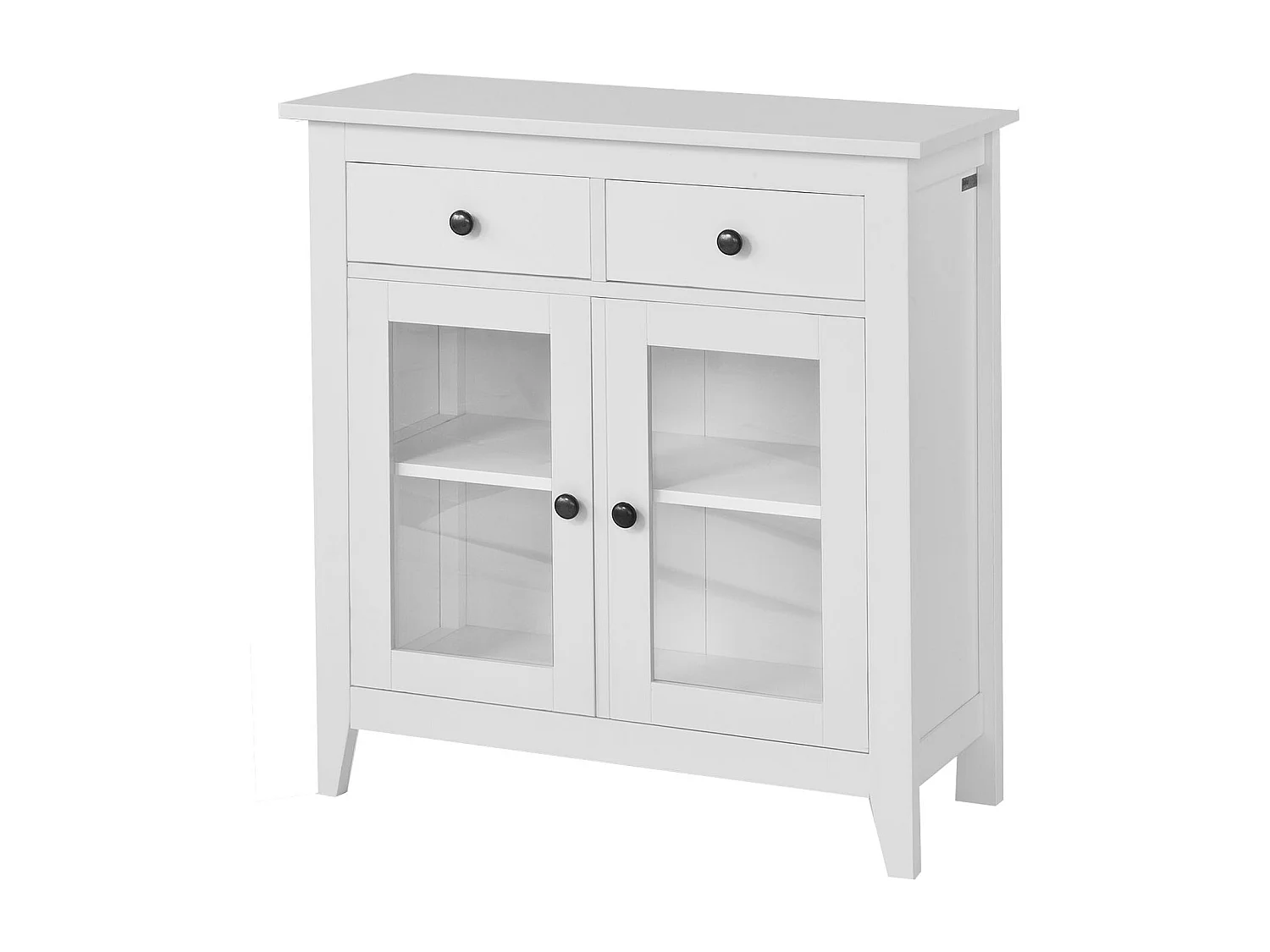 Buffet Commode Armoire de Rangement - Largeur 80cm - 2 tiroirs 2 portes- Coloris Blanc, FSB05-W
