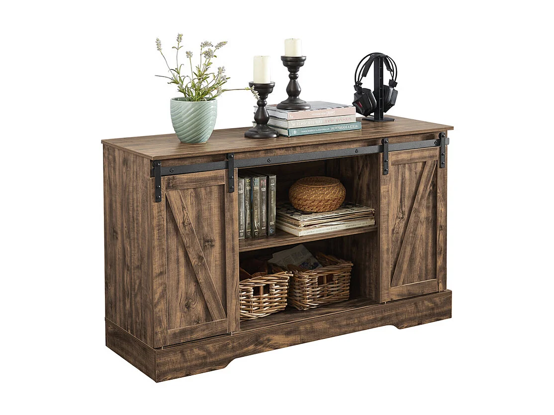 Meuble Bas Placard de Rangement Commode avec Porte de Grange Coulissante, FSB60-N