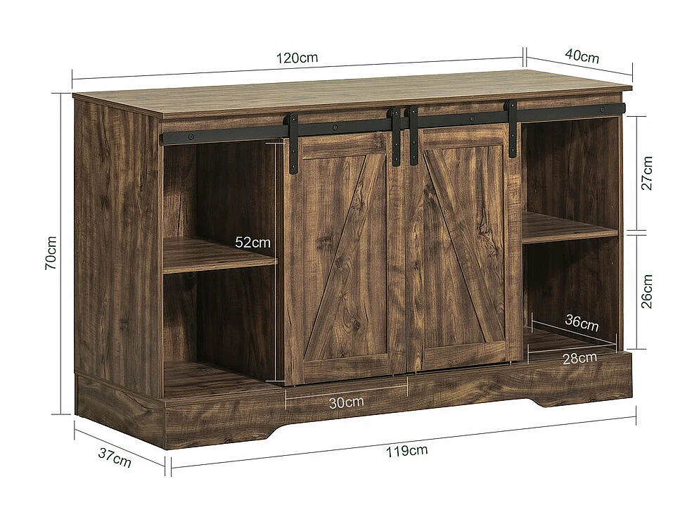 Meuble Bas Placard de Rangement Commode avec Porte de Grange Coulissante, FSB60-N