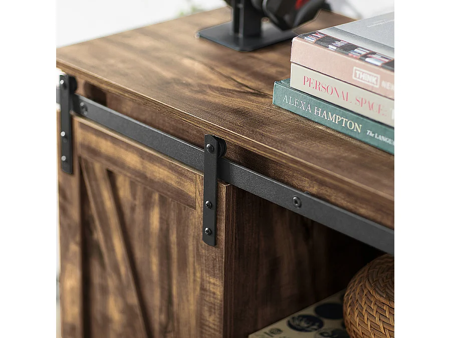 Meuble Bas Placard de Rangement Commode avec Porte de Grange Coulissante, FSB60-N