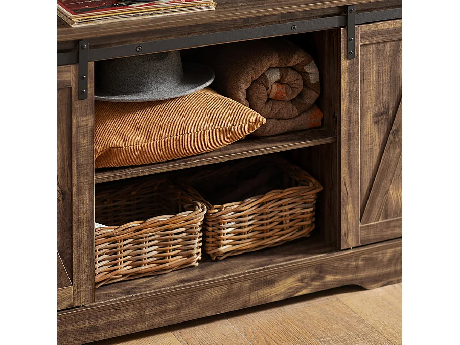 Meuble Bas Placard de Rangement Commode avec Porte de Grange Coulissante, FSB60-N