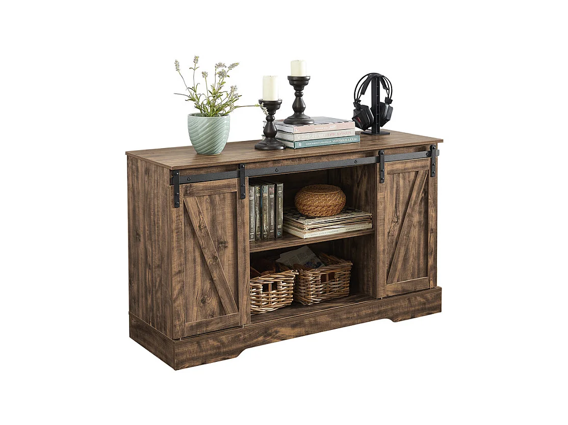 Meuble Bas Placard de Rangement Commode avec Porte de Grange Coulissante, FSB60-N