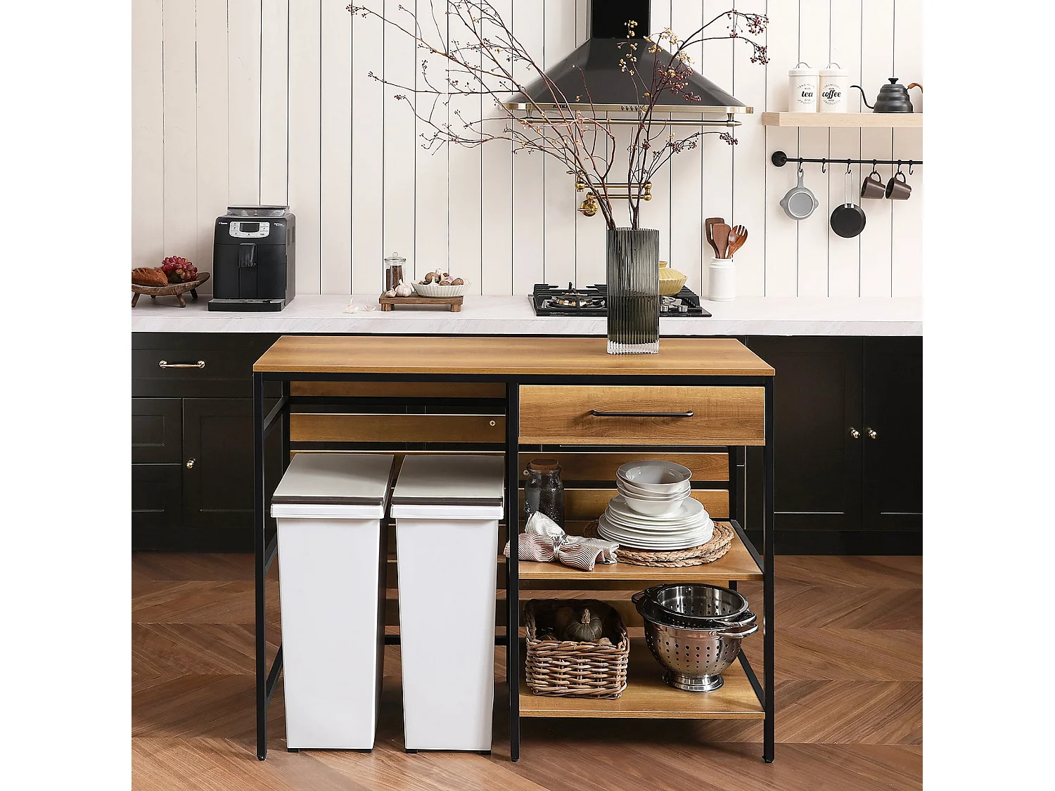 Kücheninsel FSB71-PF 120 x 90 x 45 cm Braun