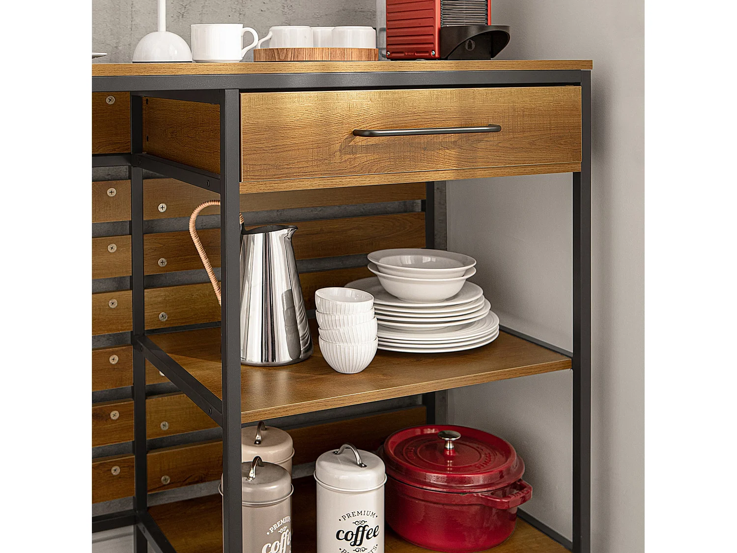 Kücheninsel FSB71-PF 120 x 90 x 45 cm Braun