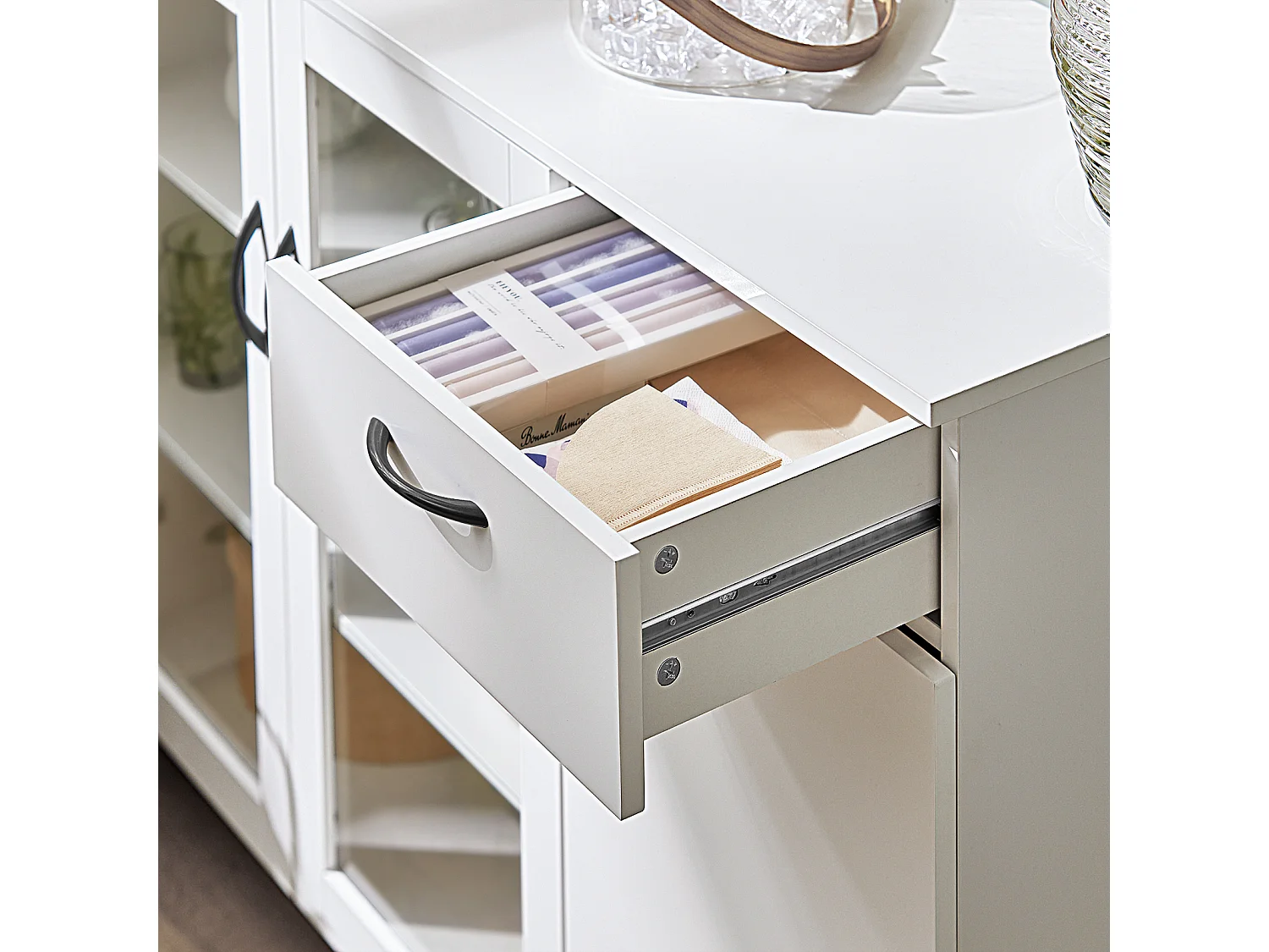 Buffet sur roulettes Commode de Cuisine Armoire de Cuisine Multi-Rangement, FSB57-W