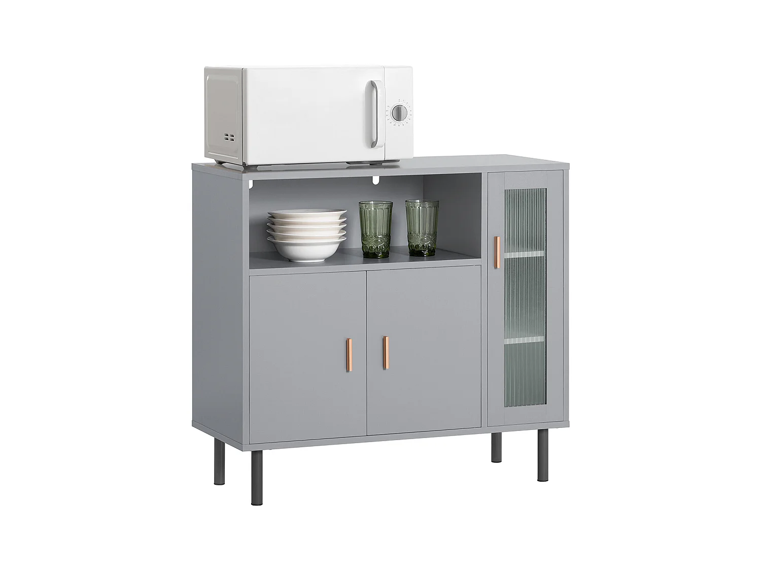Buffet Placard Dressoir Commode Armoire Multi-Rangement, Meuble de Rangement sur Pieds, FSB82-HG