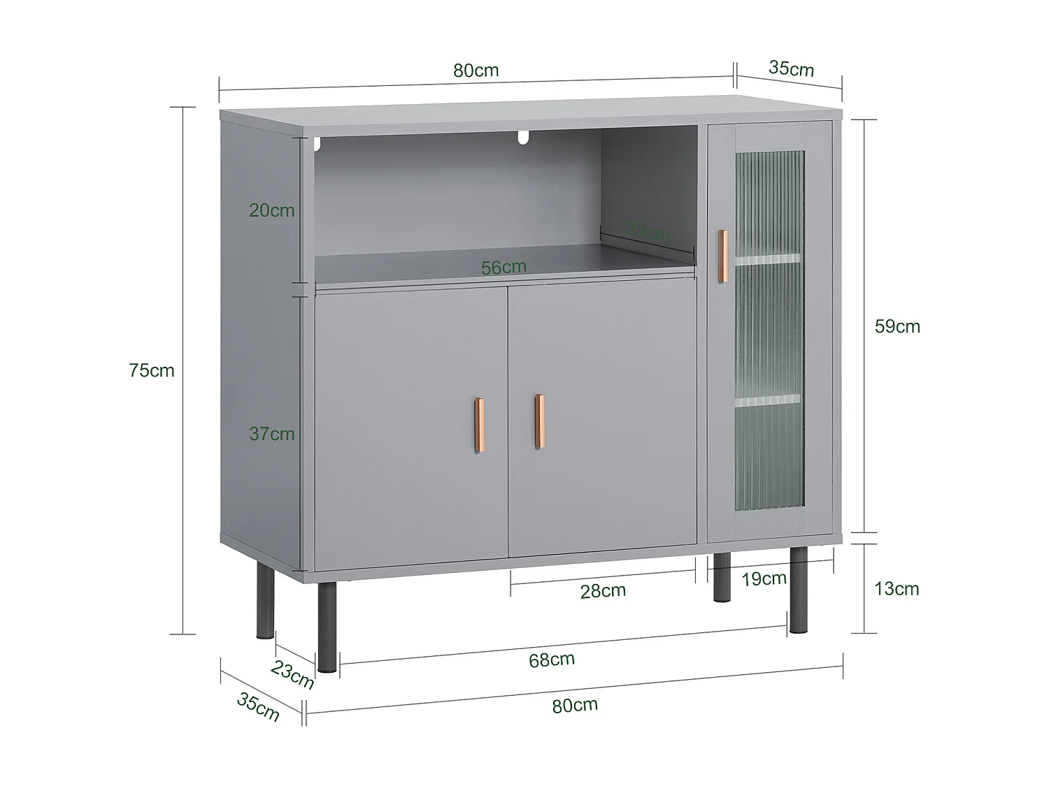 SoBuy FSB82-HG Eetkamer Dressoir - Keukenkast - Schoenenkast - Schoenenkist - Inkomkast - Opbergkast met 1 Compartiment 2 Deuren