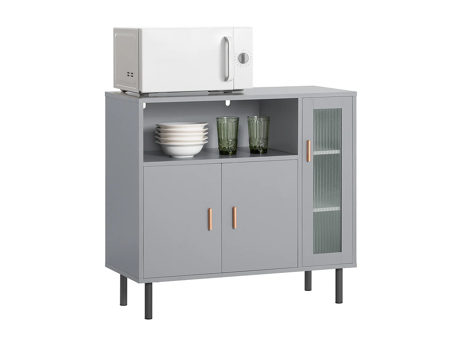 Buffet Placard Dressoir Commode Armoire Multi-Rangement, Meuble de Rangement sur Pieds, FSB82-HG