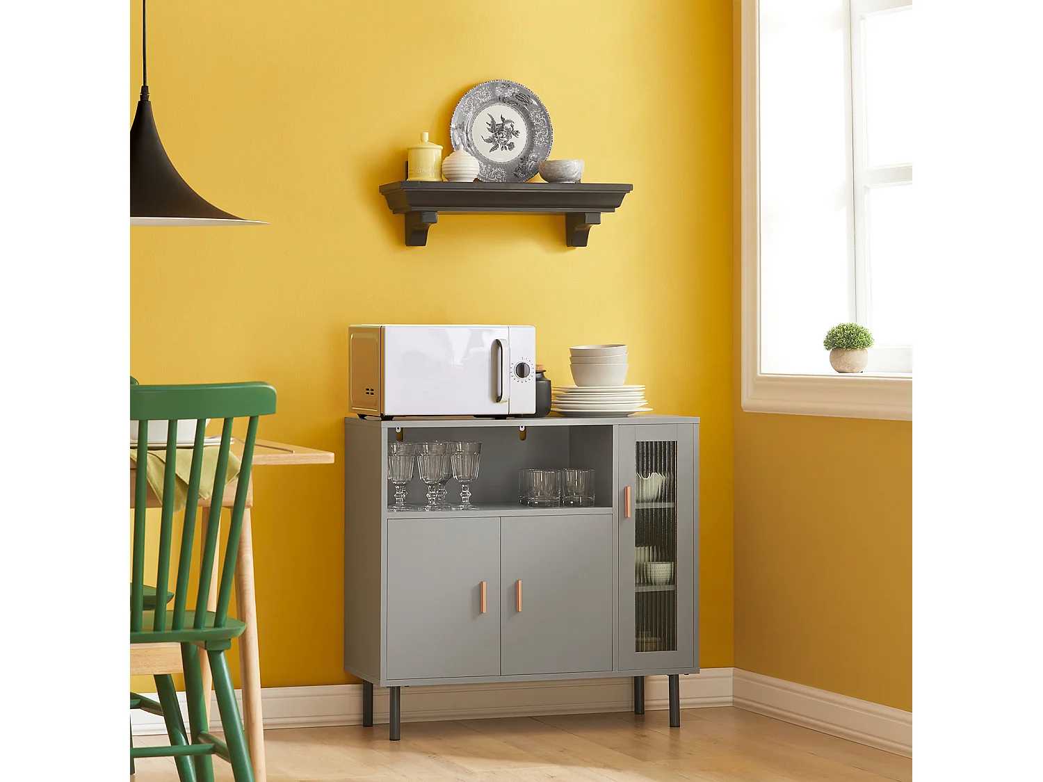 Buffet Placard Dressoir Commode Armoire Multi-Rangement, Meuble de Rangement sur Pieds, FSB82-HG