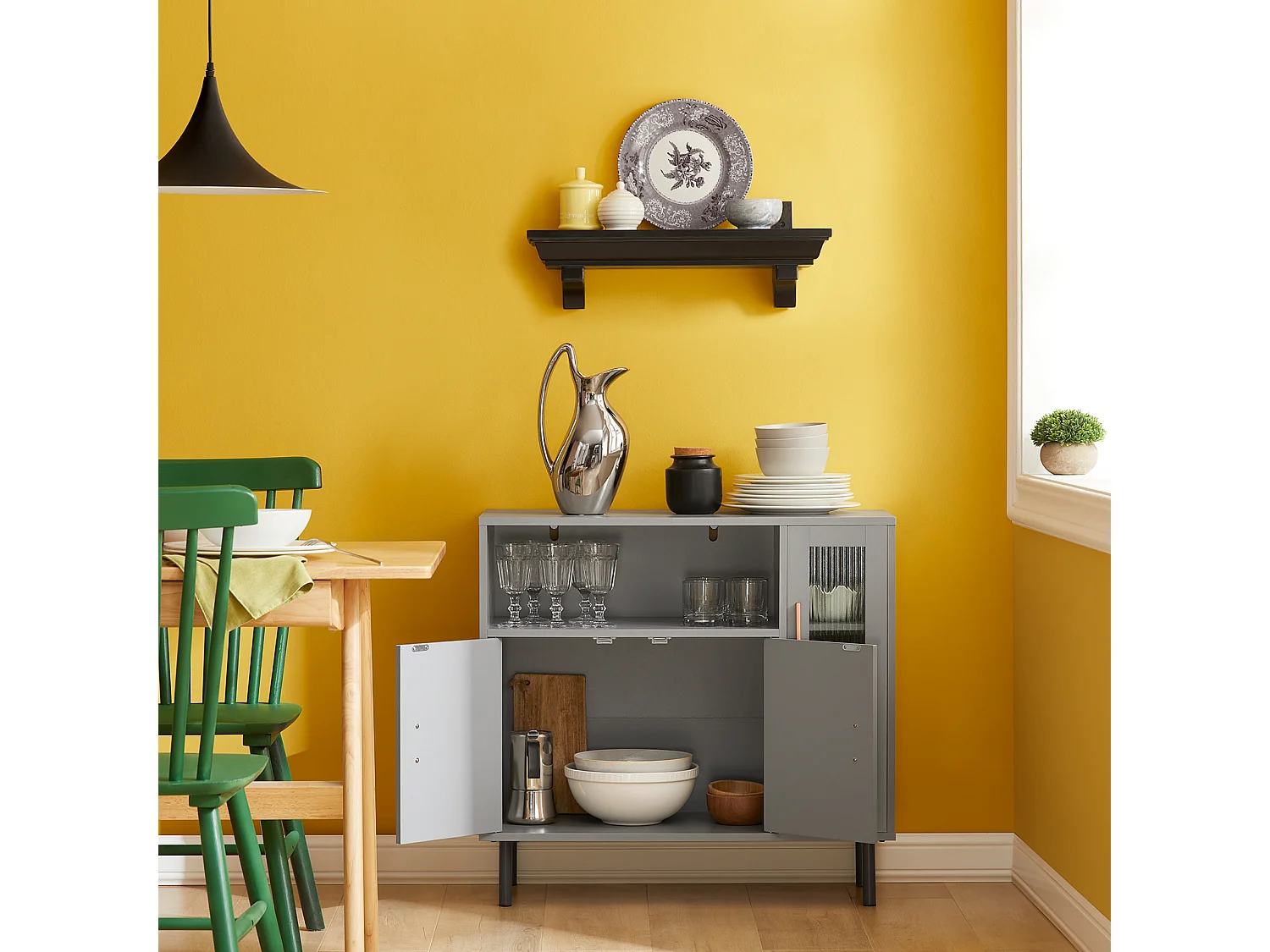 Buffet Placard Dressoir Commode Armoire Multi-Rangement, Meuble de Rangement sur Pieds, FSB82-HG