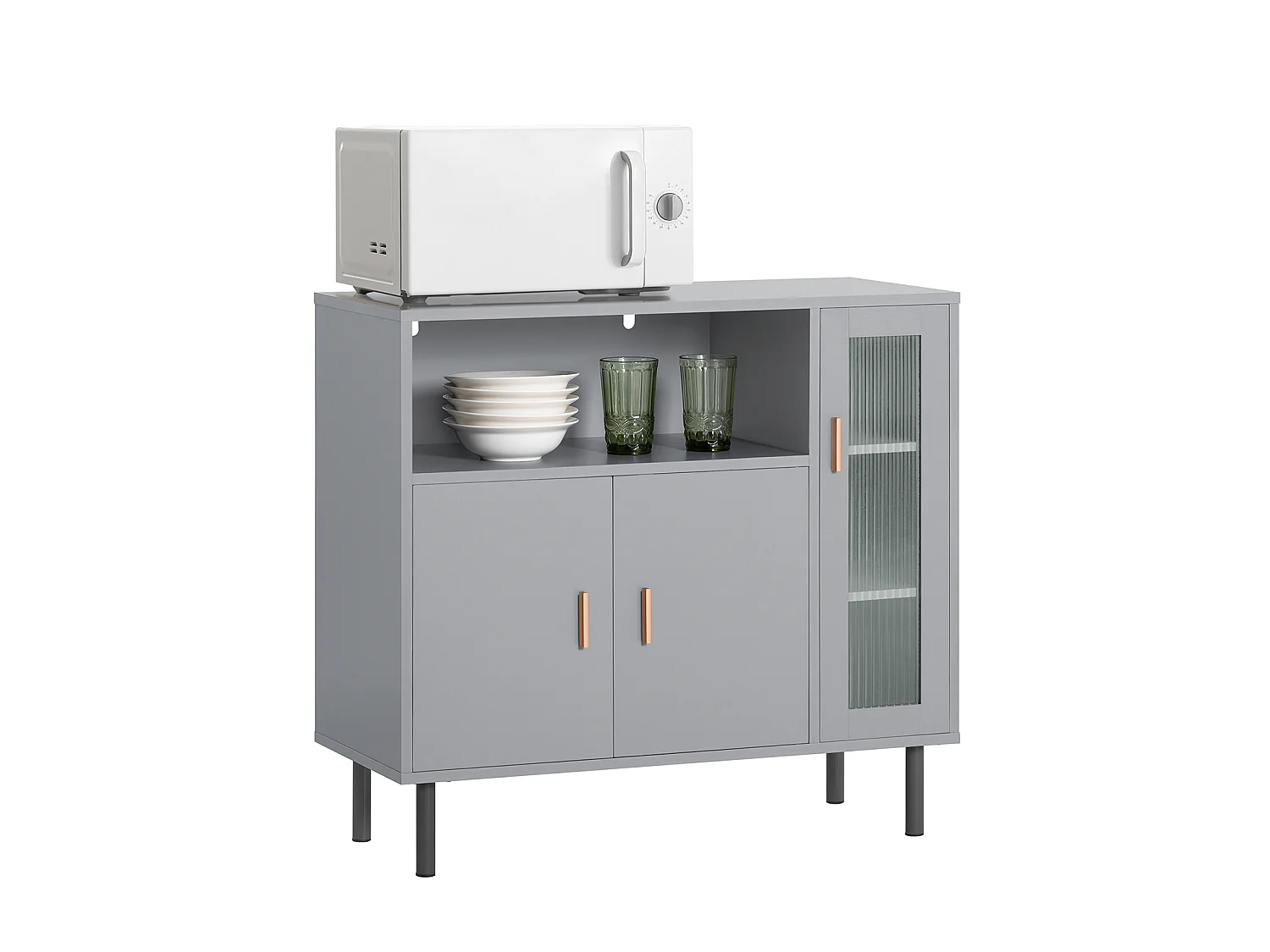 Buffet Placard Dressoir Commode Armoire Multi-Rangement, Meuble de Rangement sur Pieds, FSB82-HG