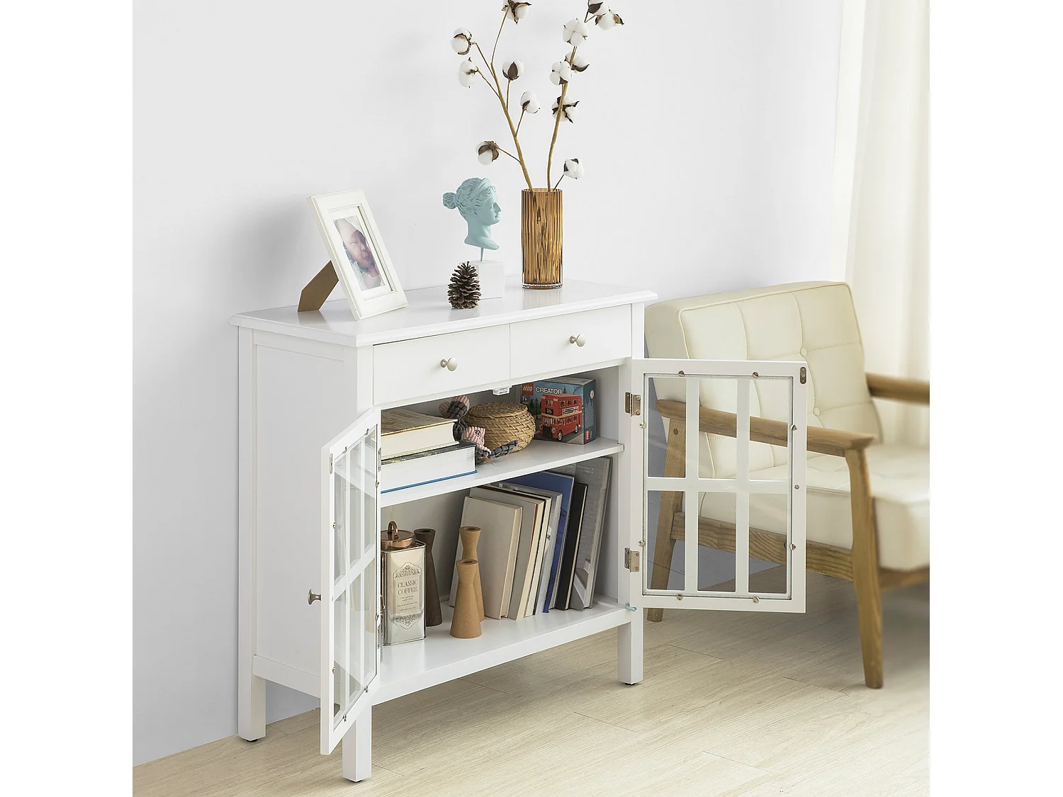 Buffet Commode Meuble de Rangement Armoire de Rangement, FSB23-W