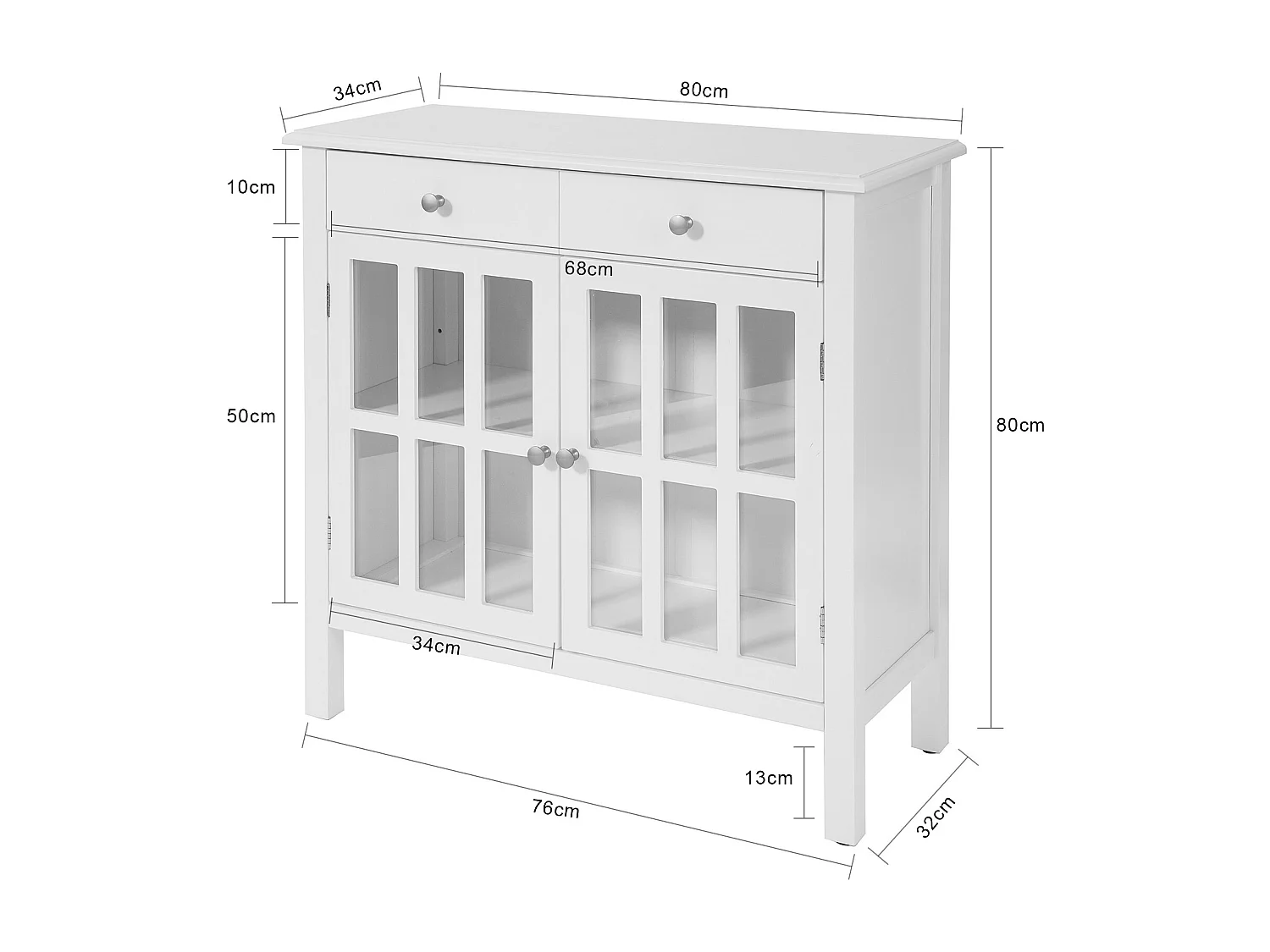 Küchenschrank FSB23-W 80 x 80 x 34 cm Weiß