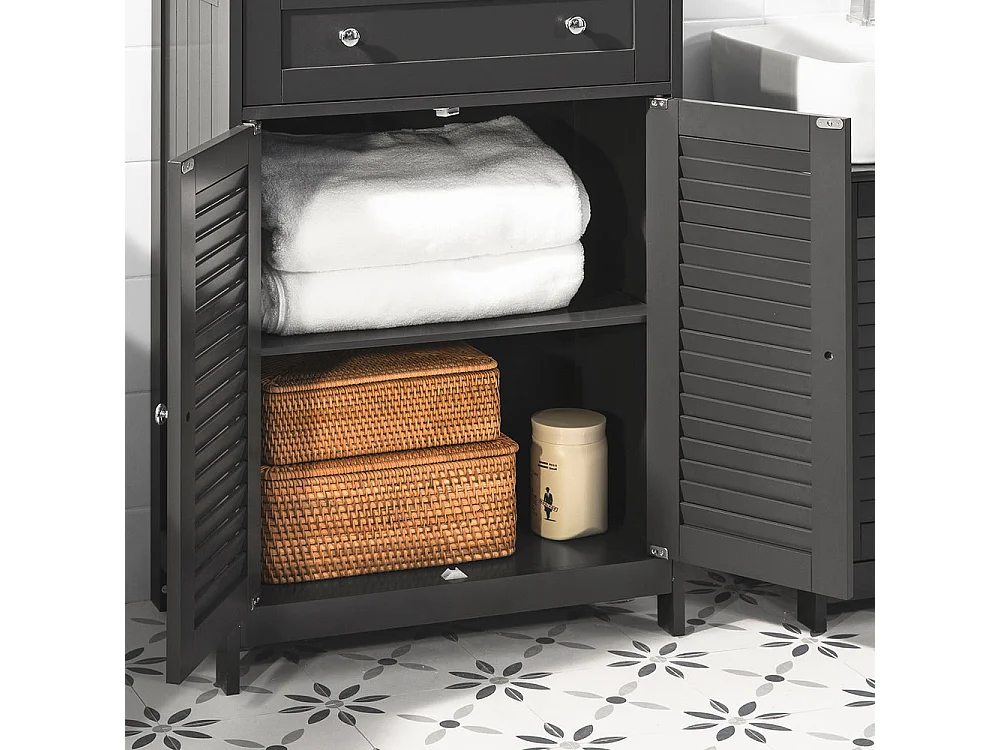 Meuble Bas de Salle de Bain avec Tiroir et Cloison Amovible Meuble de Rangement Buffet, FRG238-DG