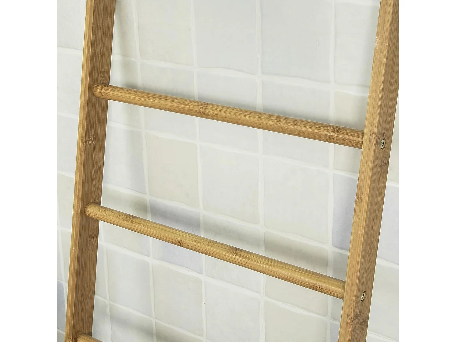 Échelle Porte-Serviettes Support avec 1 Panier à Linge Amovible et 3 Barres, FRG263-N