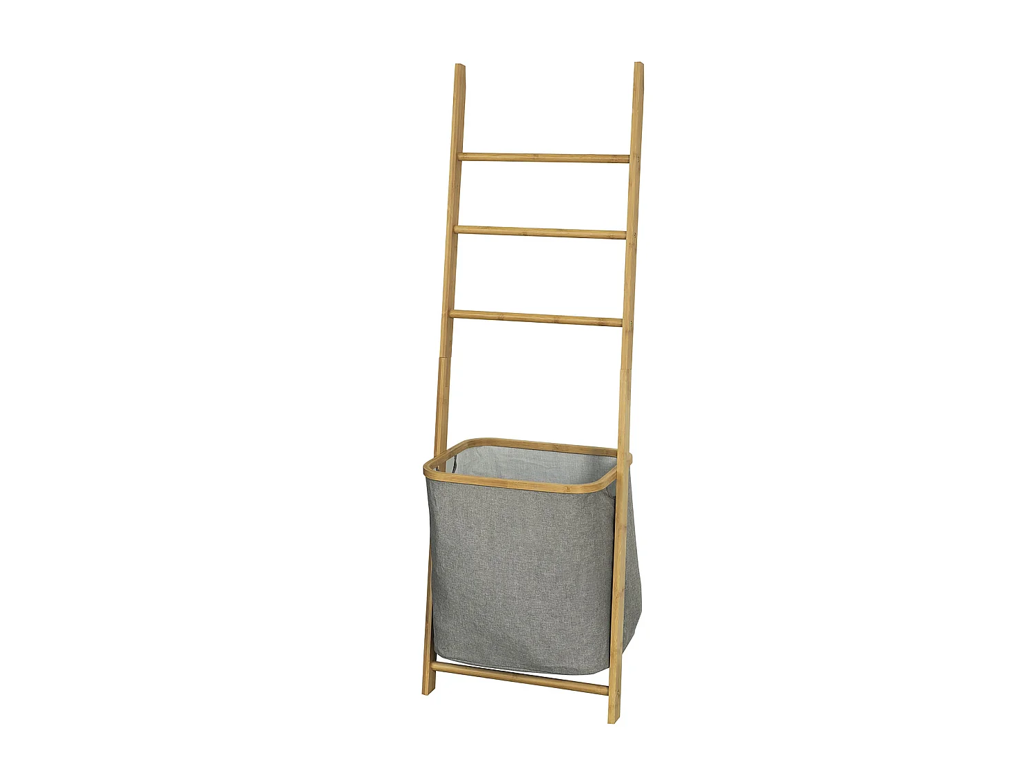 Échelle Porte-Serviettes Support avec 1 Panier à Linge Amovible et 3 Barres, FRG263-N