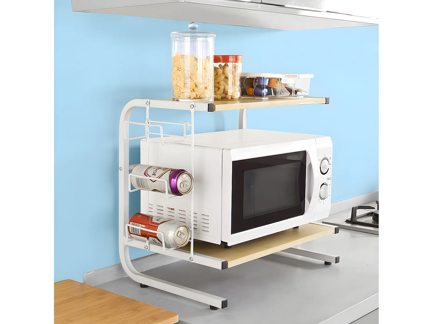 SoBuy FRG092-N Magnetronkast rek voor magnetron keuken minirek oven magnetron meubels opslag keuken serveren