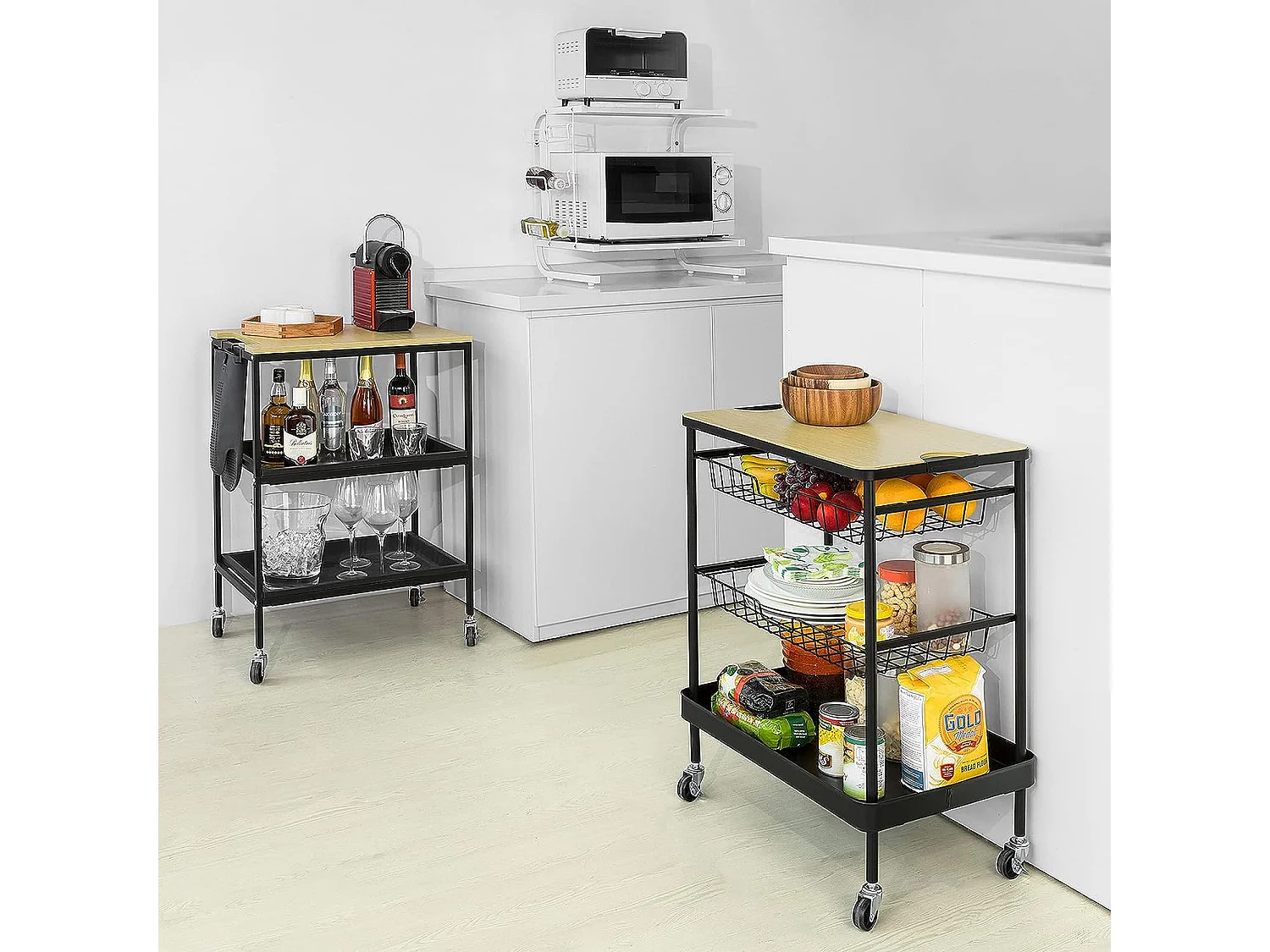 SoBuy FRG092-W Magnetronkast rek voor magnetron keuken minirek oven magnetron meubels