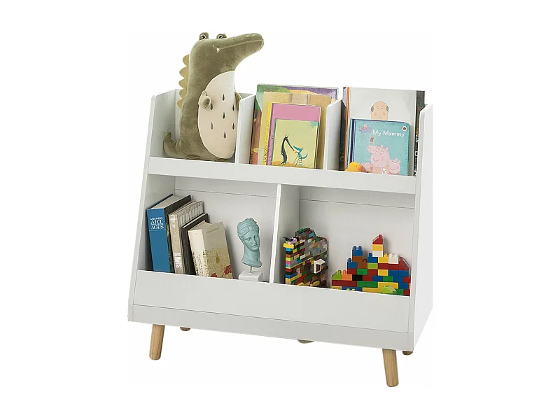 Bibliothèque Étagère à Livres Enfants Étagère de Rangement Jouets  5 Compartiments Ouverts, KMB19-W