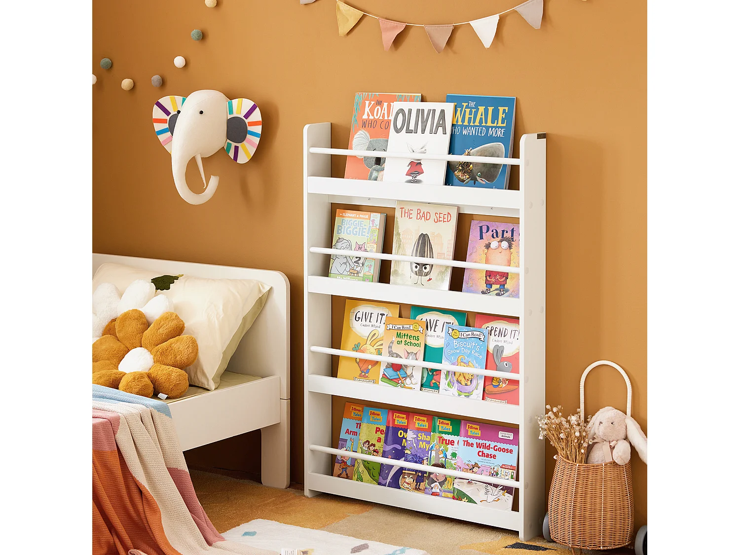 SoBuy KMB08-W Boekenplank voor Kinderen Kinderplank Wandboekenkast Wandplank