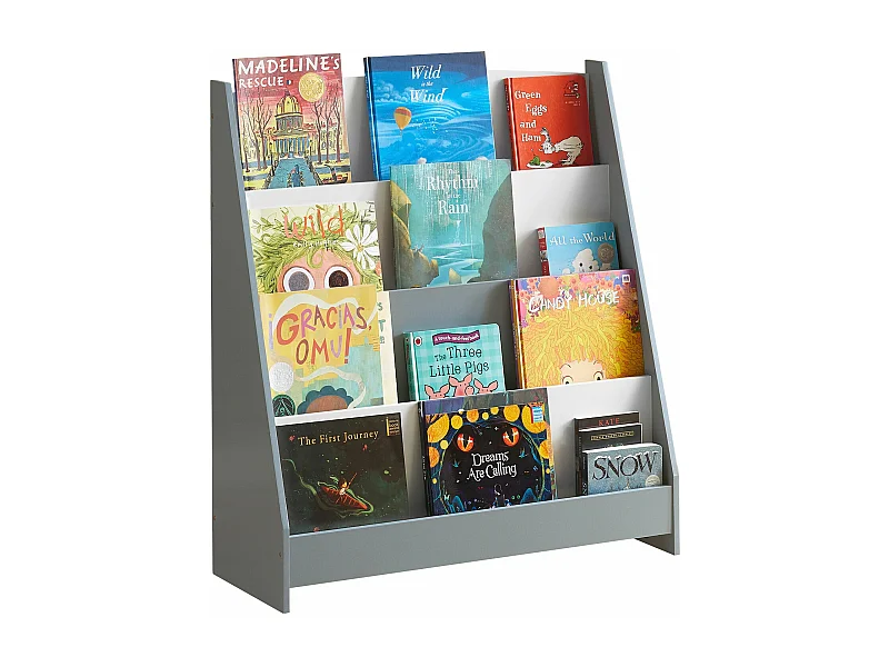 Étagère à livres pour enfants avec 4 compartiments de rangement pour les livres Gris, KMB32-HG