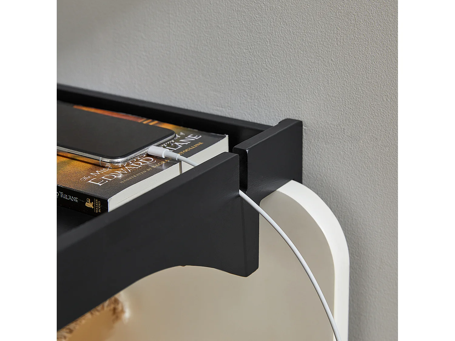 Estante de Noche de bambú Moderno Mesilla de Noche Flotante Ajustable para Habitaciones Pequeñas 36 x 8 x 25 cm Negro NKD01-SCH SoBuy ES