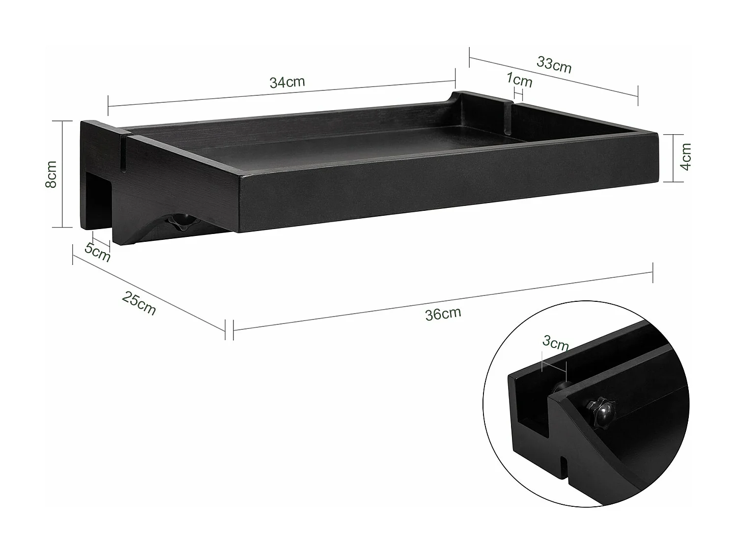 SoBuy NKD01-SCH bedplank met kabelgeleiding nachtkastje rek voor mobiele telefoon, afstandsbediening van bamboe klembaar