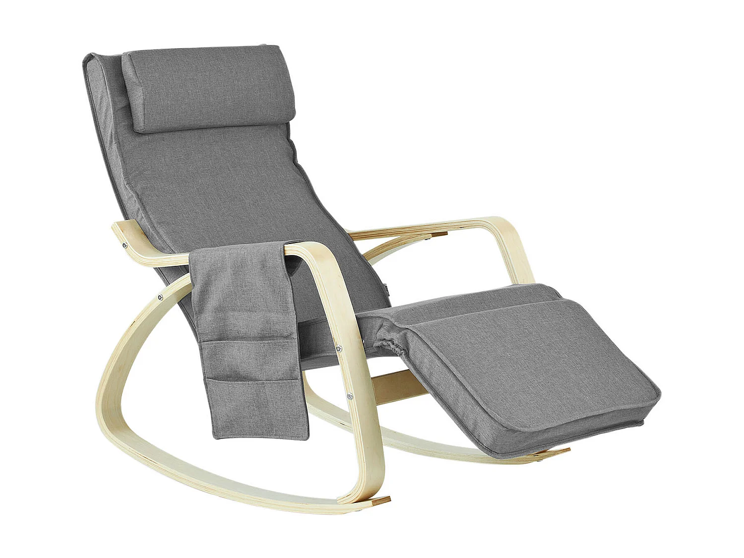 SoBuy FST18-DG schommelstoel met tas, 5-voudig verstelbaar voeteneinde, schommelstoel