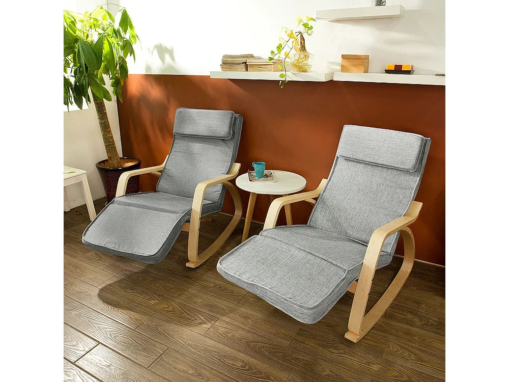 SoBuy FST18-DG schommelstoel met tas, 5-voudig verstelbaar voeteneinde, schommelstoel