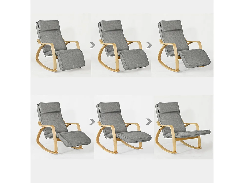 SoBuy FST18-DG schommelstoel met tas, 5-voudig verstelbaar voeteneinde, schommelstoel