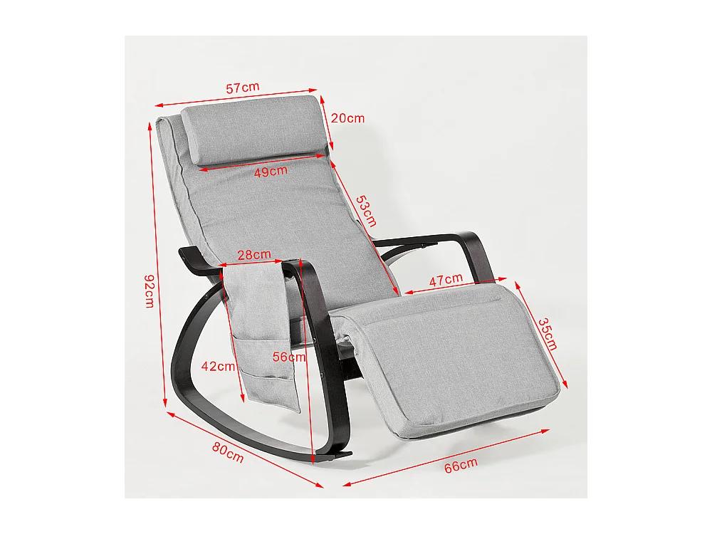 SoBuy FST20-HG Schommelstoel Relaxfauteuil Comfortabel Verstelbaar