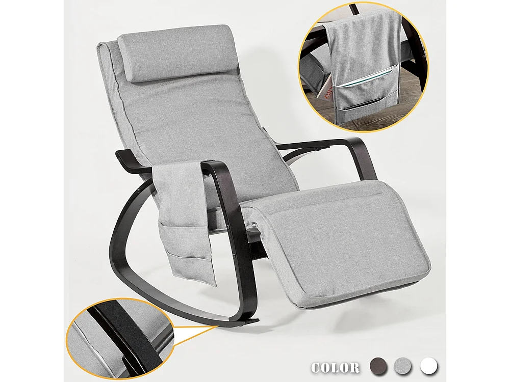 Eponge plus épais!! Fauteuil à bascule berçante relax avec pochette latérale amovible,  FST20-HG