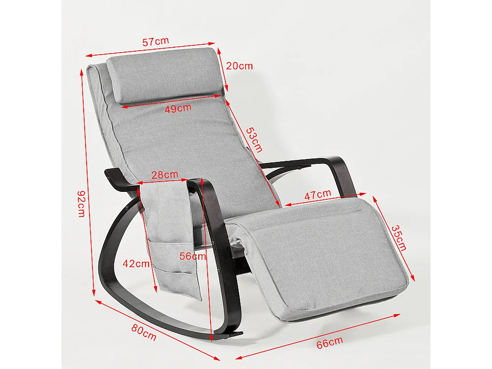 SoBuy FST20-HG Schommelstoel Relaxfauteuil Comfortabel Verstelbaar