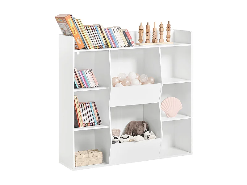Bibliothèque pour Enfant Rangement pour Livres et Jouets avec 8 Compartiments, KMB55-W