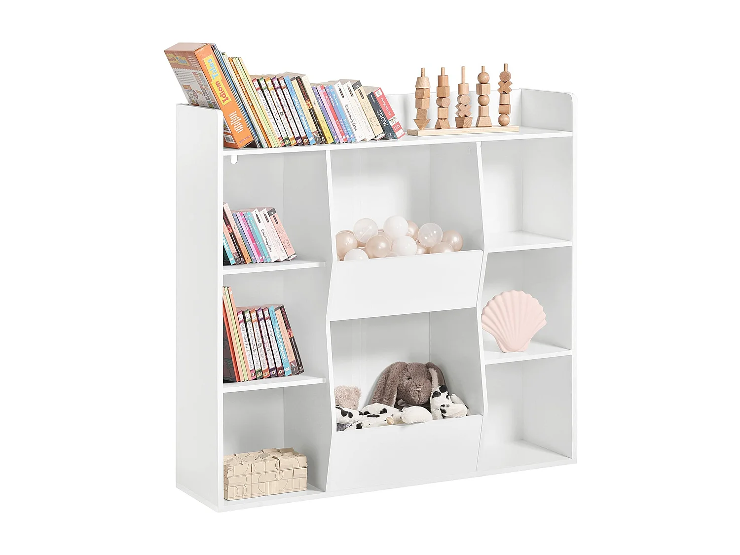Bibliothèque pour Enfant Rangement pour Livres et Jouets avec 8 Compartiments, KMB55-W